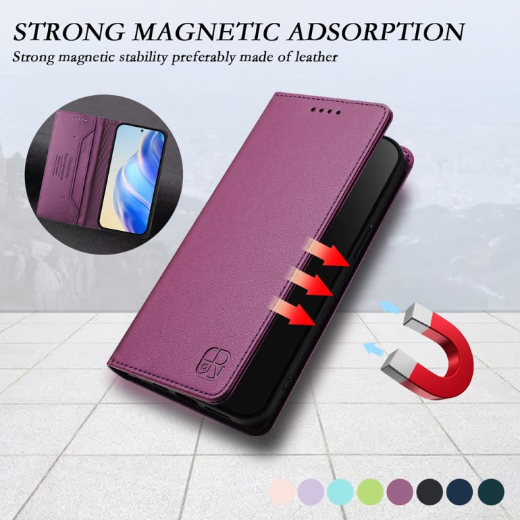 Funda de Cuero con Doble Pliegue y Succión Magnética Rfid para OnePlus 13 Rc01 (Violeta)