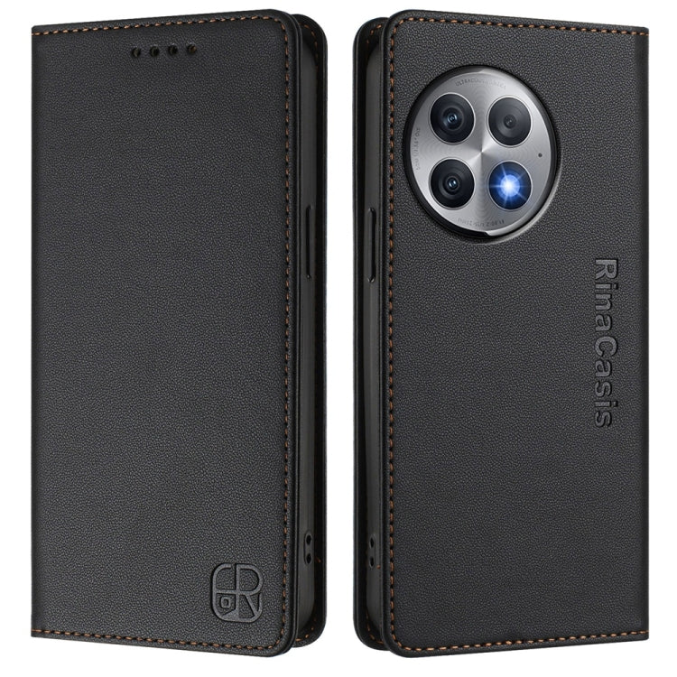 Funda de Cuero con Doble Pliegue y Succión Magnética para OnePlus Ace 2 Pro Rc01 (Negra)