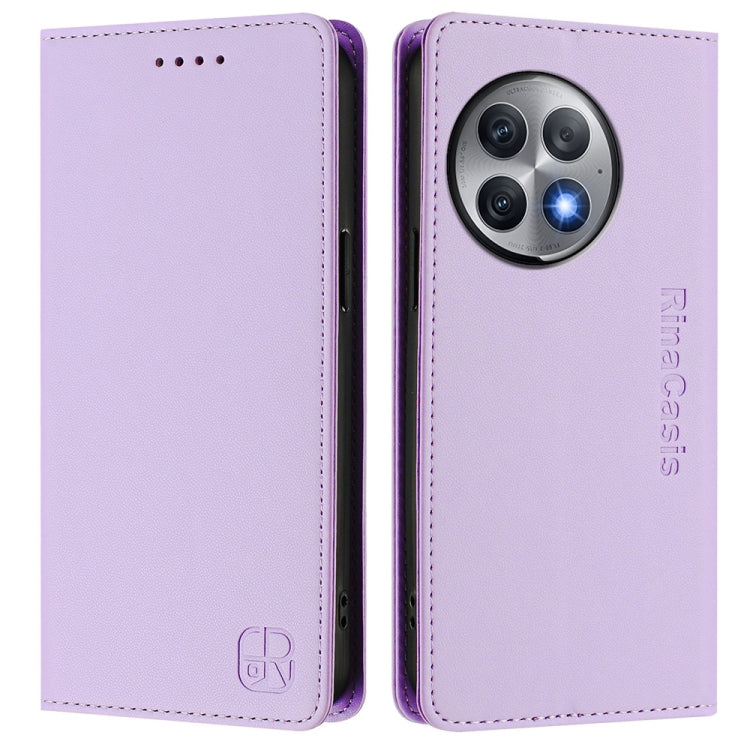 Funda de Cuero con Doble Pliegue y Succión Magnética para OnePlus Ace 2 Pro Rc01 (Morado Claro)