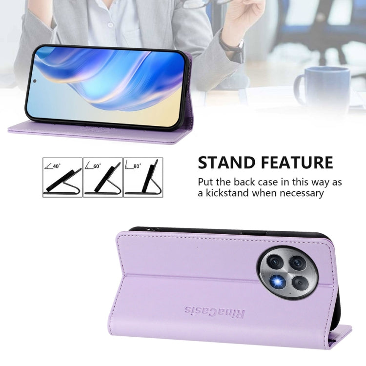 Funda de Cuero con Doble Pliegue y Succión Magnética para OnePlus Ace 2 Pro Rc01 (Morado Claro)