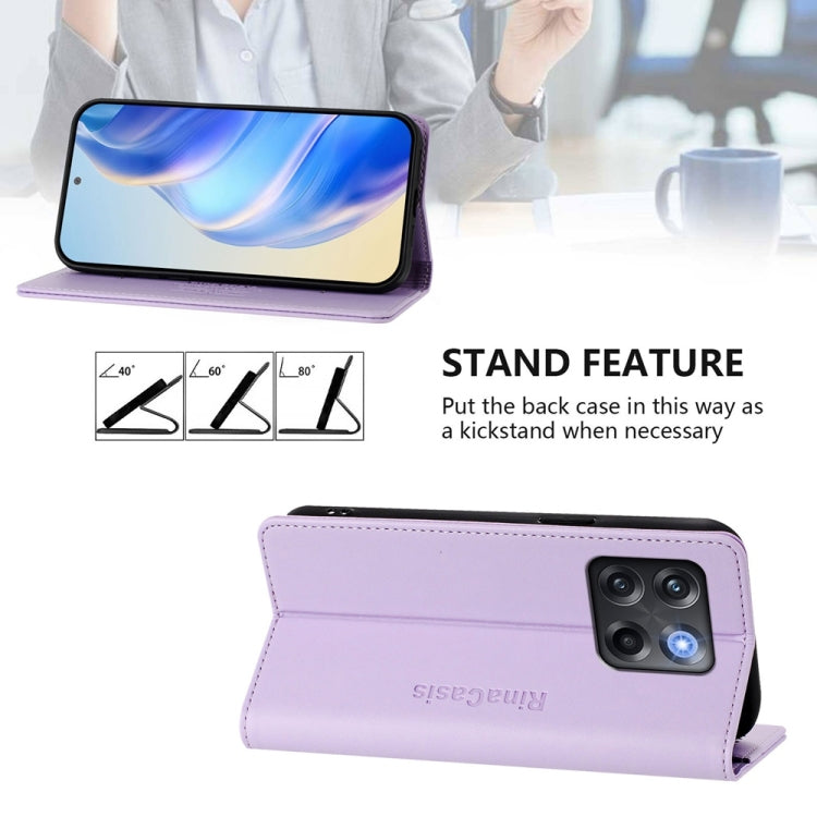 Funda de Cuero con Doble Pliegue y Succión Magnética para OnePlus Ace Pro y 10T Global Rc01 (Morado Claro)