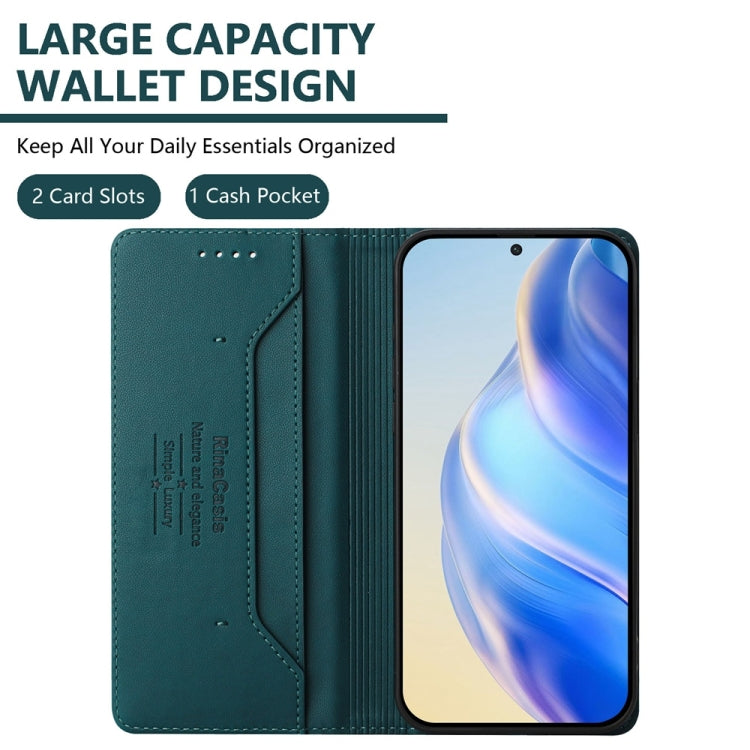 Funda de Cuero con Doble Pliegue y Succión Magnética para OnePlus Ace Pro y OnePlus 10T Global Rc01 (Verde Oscuro)