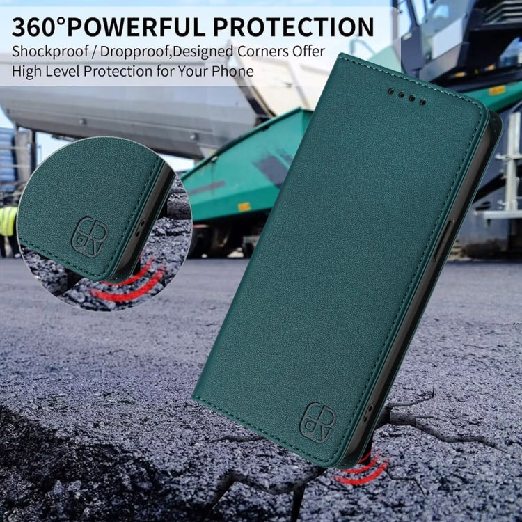 Funda de Cuero con Doble Pliegue y Succión Magnética para OnePlus Ace Pro y OnePlus 10T Global Rc01 (Verde Oscuro)