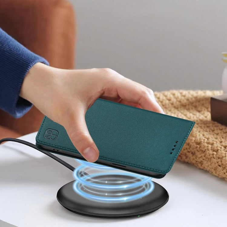 Funda de Cuero con Doble Pliegue y Succión Magnética para OnePlus Ace Pro y OnePlus 10T Global Rc01 (Verde Oscuro)