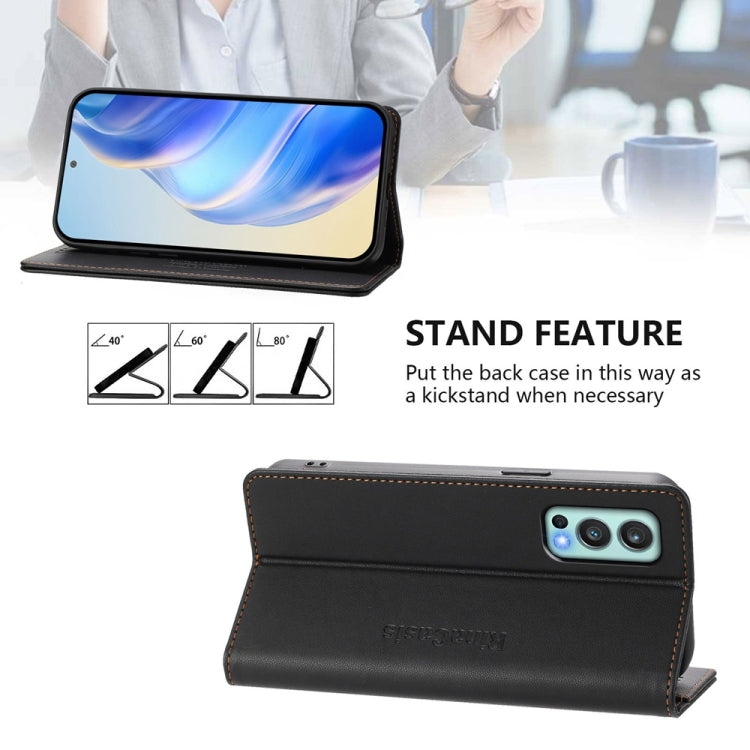 Funda de Cuero con Doble Pliegue y Succión Magnética para OnePlus Nord 2 5G Rc01 (Negra)