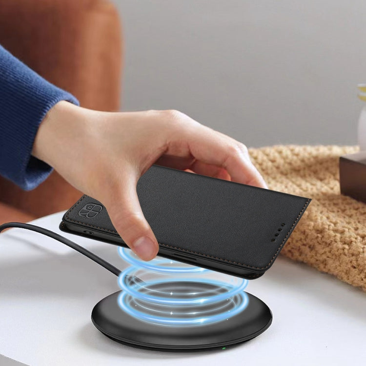 Funda de Cuero con Doble Pliegue y Succión Magnética para OnePlus Nord 2 5G Rc01 (Negra)