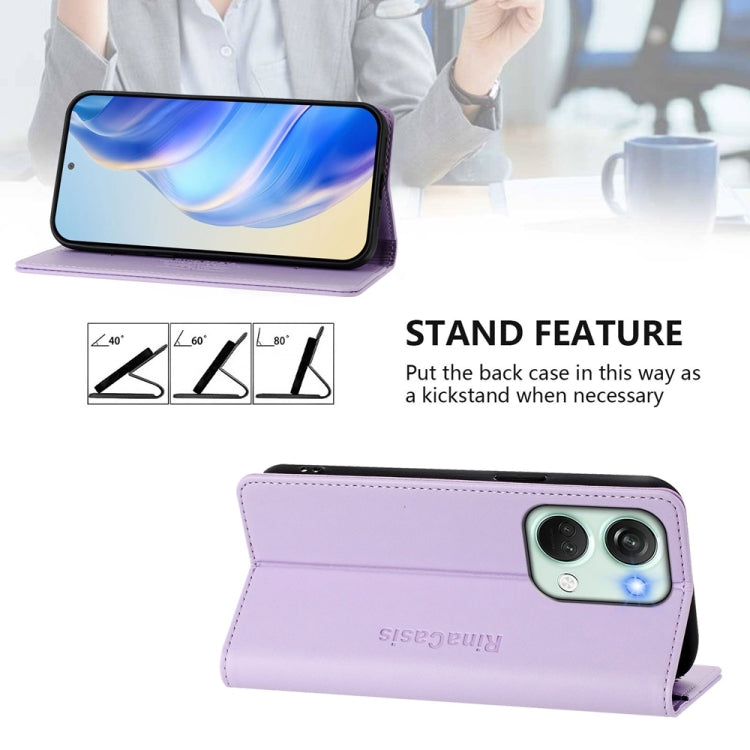 Funda de Cuero con Doble Pliegue y Succión Magnética para OnePlus Nord 3 OnePlus Ace 2V Rc01 (Morado Claro)