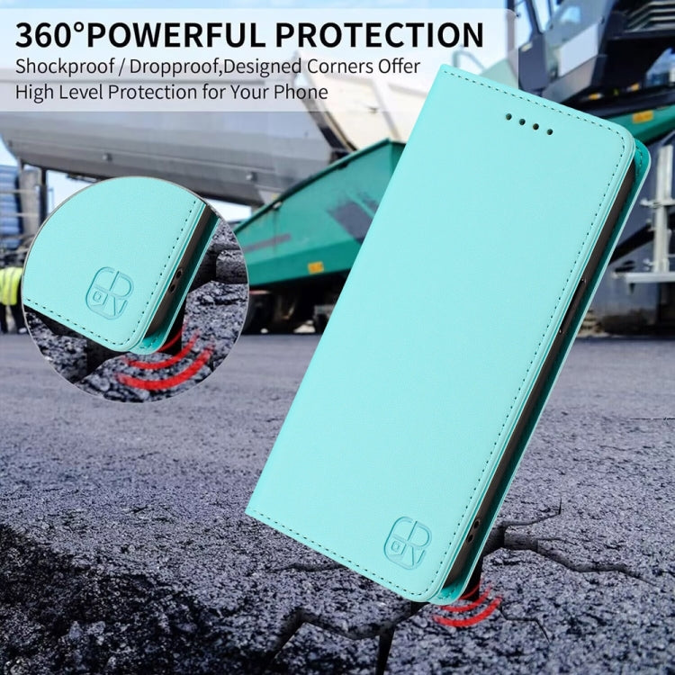 Funda de Cuero con Doble Pliegue y Succión Magnética Rfid para OnePlus Nord 4 Rc01 (Verde Menta)