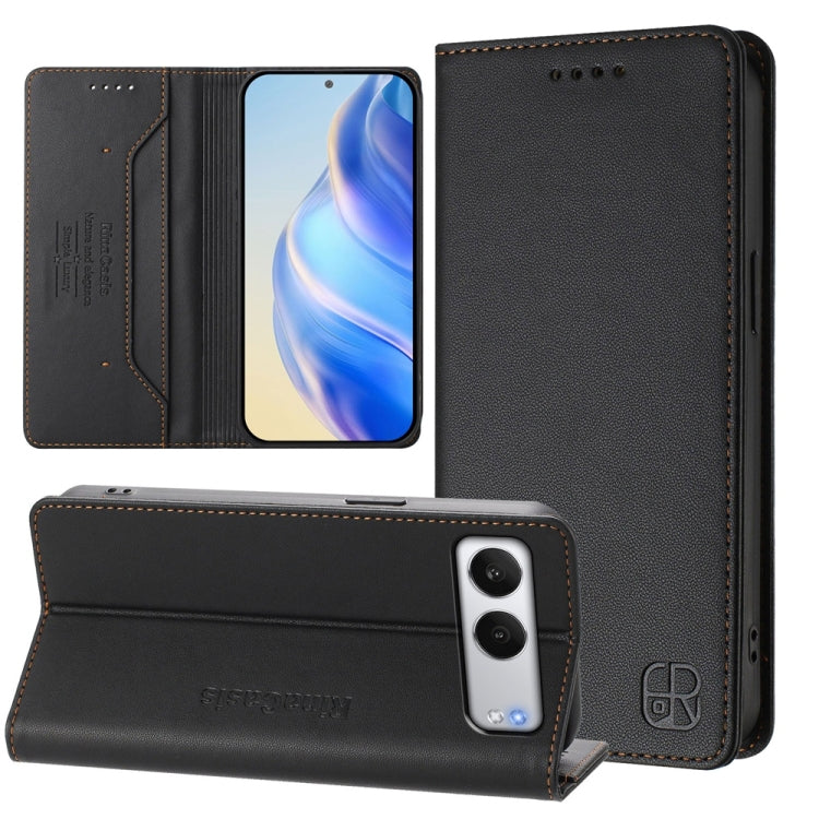 Funda de Cuero con Doble Pliegue y Succión Magnética Rfid para OnePlus Nord 4 Rc01 (Negra)