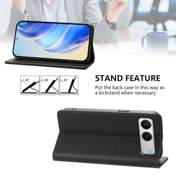 Funda de Cuero con Doble Pliegue y Succión Magnética Rfid para OnePlus Nord 4 Rc01 (Negra)