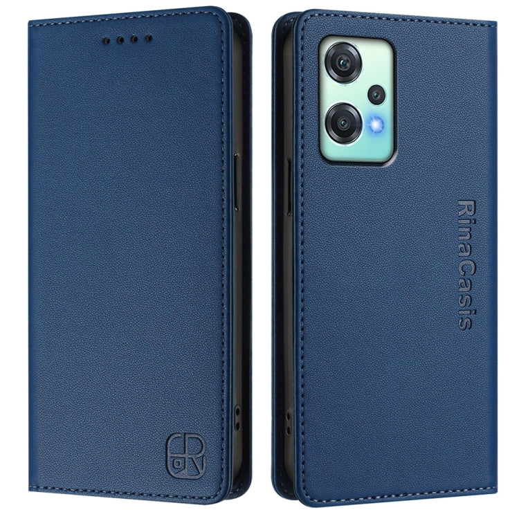 Funda de Cuero OnePlus Nord Ce 2 Lite 5G y Nord 2 Lite Rc01 con Doble Pliegue y Succión Magnética Rfid (Azul Oscuro)