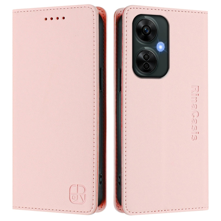 Funda de Cuero con Doble Pliegue y Succión Magnética para OnePlus Nord Ce 3 Lite/Nord N30 Rc01 (Rosa)
