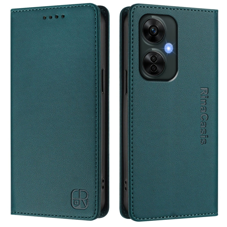 Funda de Cuero con Doble Pliegue y Succión Magnética Rfid para OnePlus Nord Ce 3 Lite/Nord N30 Rc01 (Verde Oscuro)