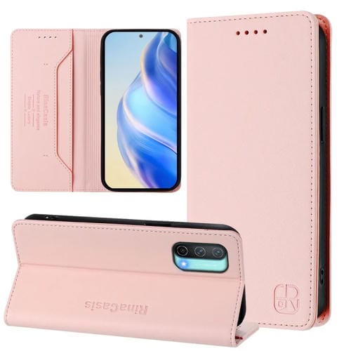Funda de Cuero con Doble Pliegue y Succión Magnética para OnePlus Nord Ce 5G Rc01 (Rosa)