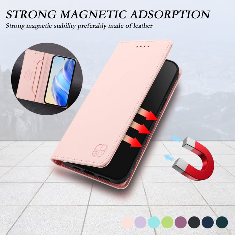 Funda de Cuero con Doble Pliegue y Succión Magnética para OnePlus Nord Ce 5G Rc01 (Rosa)