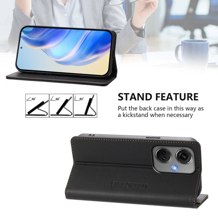 Funda de Cuero con Doble Pliegue y Succión Magnética Rfid para OnePlus Nord Ce3 Rc01 (Negro)