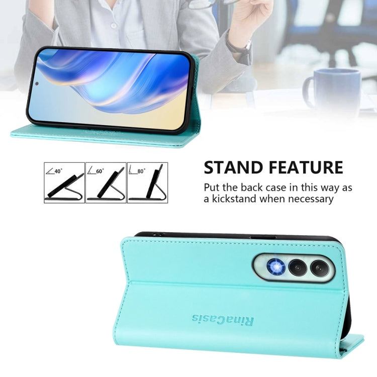 Funda de Cuero con Doble Pliegue y Succión Magnética Rfid para OnePlus Nord Ce4 Rc01 (Verde Menta)