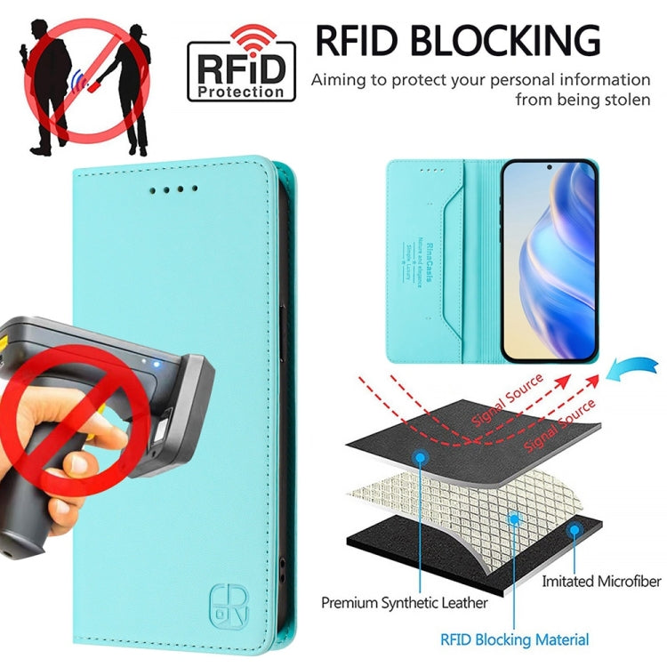 Funda de Cuero con Doble Pliegue y Succión Magnética Rfid para OnePlus Nord Ce4 Rc01 (Verde Menta)