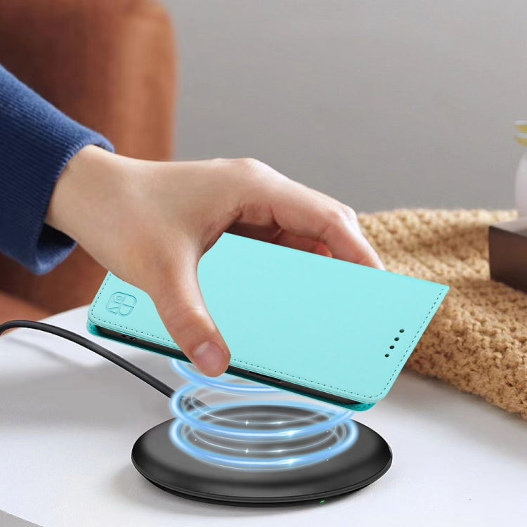 Funda de Cuero con Doble Pliegue y Succión Magnética Rfid para OnePlus Nord Ce4 Rc01 (Verde Menta)
