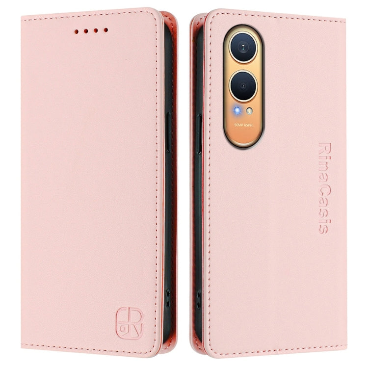 Funda de Cuero con Doble Pliegue y Succión Magnética para OnePlus Nord Ce4 Lite Rc01 (Rosa)
