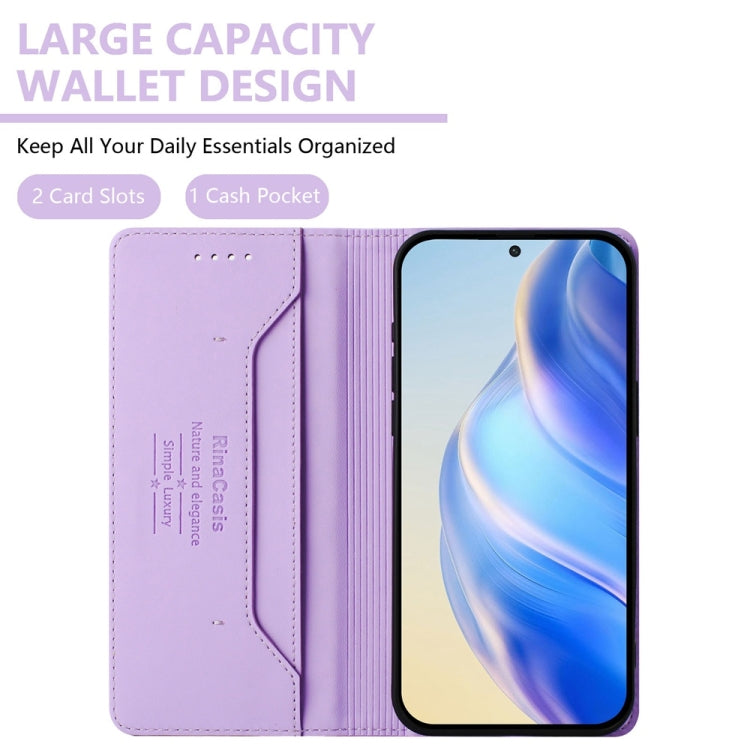 Funda de Cuero con Doble Pliegue y Succión Magnética para OnePlus Nord N20 5G Rc01 (Morado Claro)