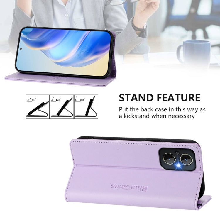 Funda de Cuero con Doble Pliegue y Succión Magnética para OnePlus Nord N20 5G Rc01 (Morado Claro)