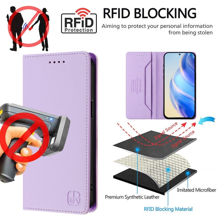 Funda de Cuero con Doble Pliegue y Succión Magnética para OnePlus Nord N20 5G Rc01 (Morado Claro)