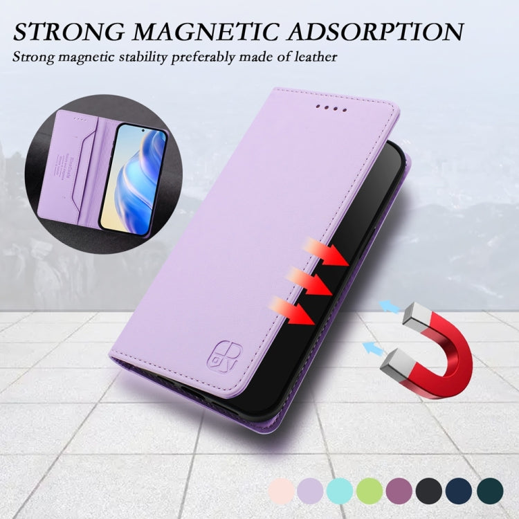 Funda de Cuero con Doble Pliegue y Succión Magnética para OnePlus Nord N20 5G Rc01 (Morado Claro)