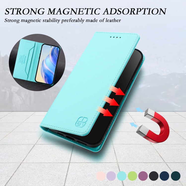 Funda de Cuero con Doble Pliegue y Succión Magnética para OnePlus Nord N30 Se Rc01 (Verde Menta)
