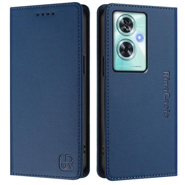Funda de Cuero con Doble Pliegue y Succión Magnética para OnePlus Nord N30 Se Rc01 (Azul Oscuro)