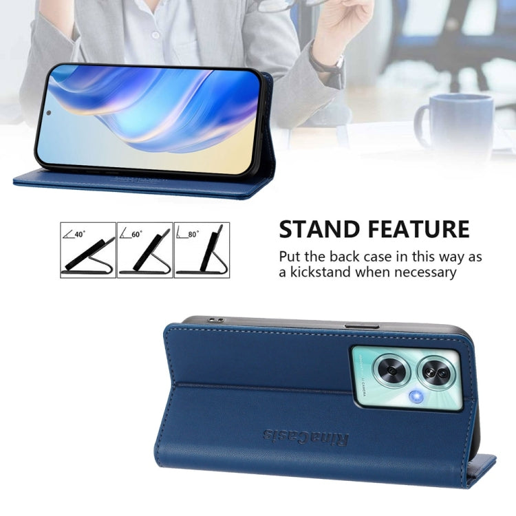 Funda de Cuero con Doble Pliegue y Succión Magnética para OnePlus Nord N30 Se Rc01 (Azul Oscuro)