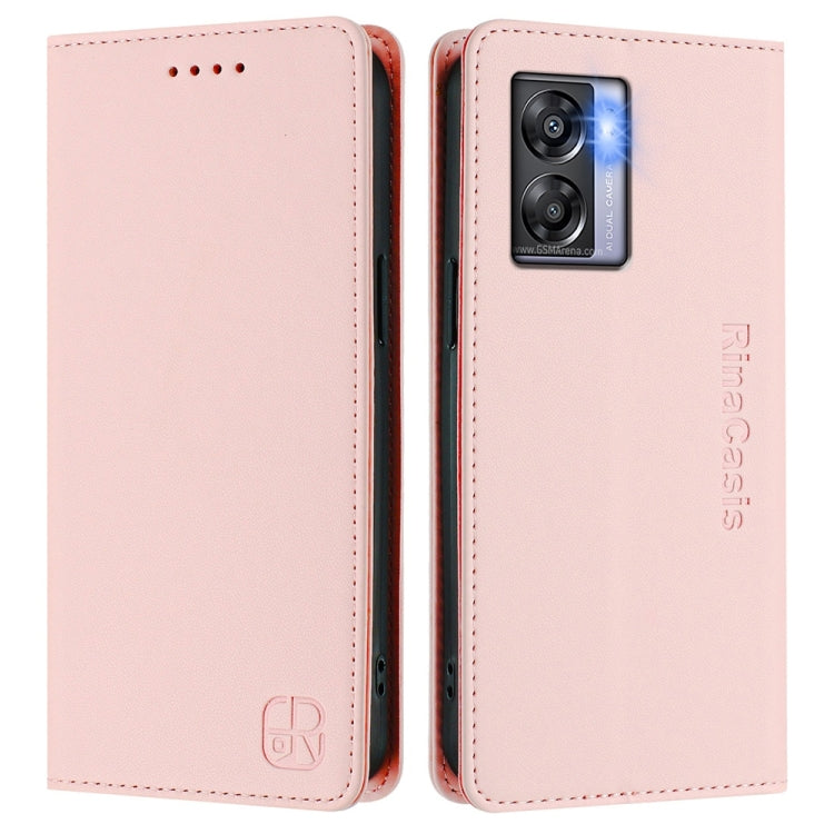 Funda de Cuero con Doble Pliegue y Succión Magnética para OnePlus Nord N300 Rc01 (Rosa)