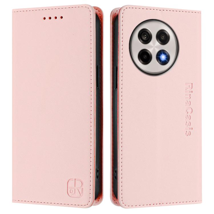 Funda de Cuero con Doble Pliegue y Succión Magnética para OnePlus 13R Ace 5 Ace 5 Pro Rc01 (Rosa)