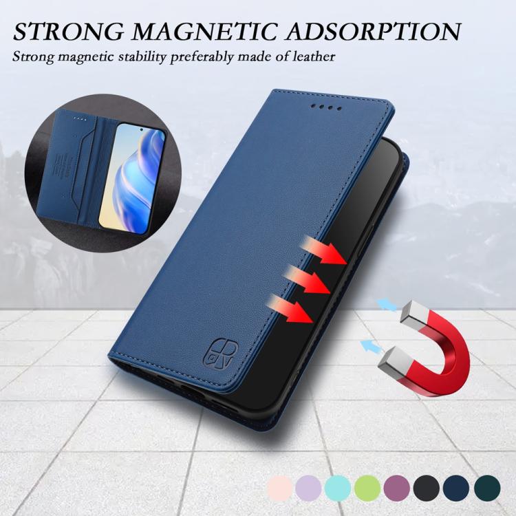 Funda de Cuero con Doble Pliegue y Succión Magnética para OnePlus 13R Ace 5 Ace 5 Pro Rc01 (Azul Oscuro)