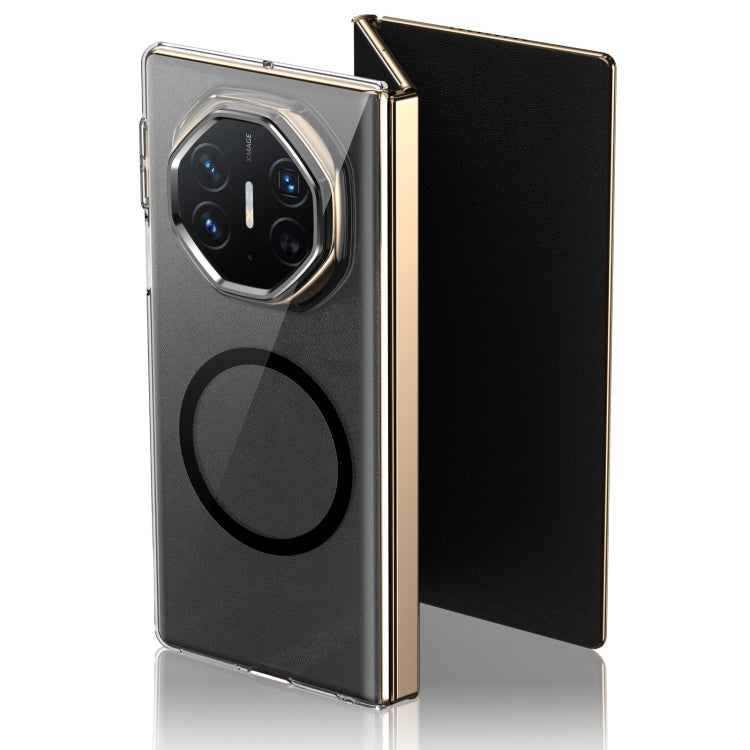 Funda para Teléfono Ultimate Design Ice Folding Series con Magsafe Integrado Transparente para Huawei Mate Xt (Negra)