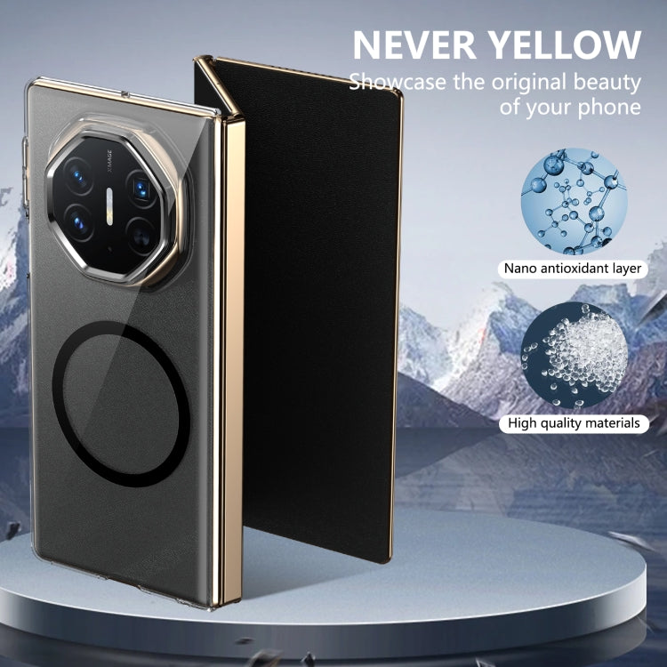 Funda para Teléfono Ultimate Design Ice Folding Series con Magsafe Integrado Transparente para Huawei Mate Xt (Negra)
