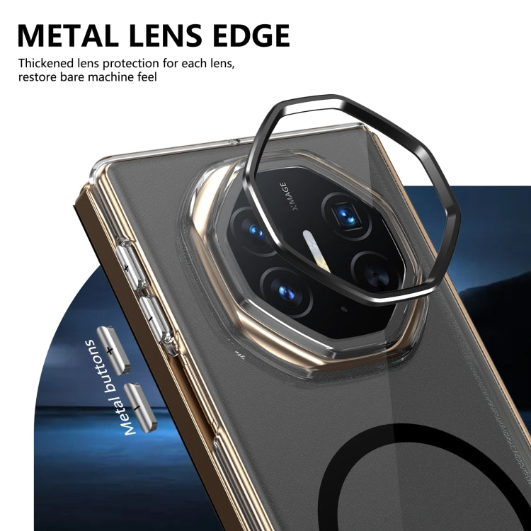 Funda para Teléfono Ultimate Design Ice Folding Series con Magsafe Integrado Transparente para Huawei Mate Xt (Negra)