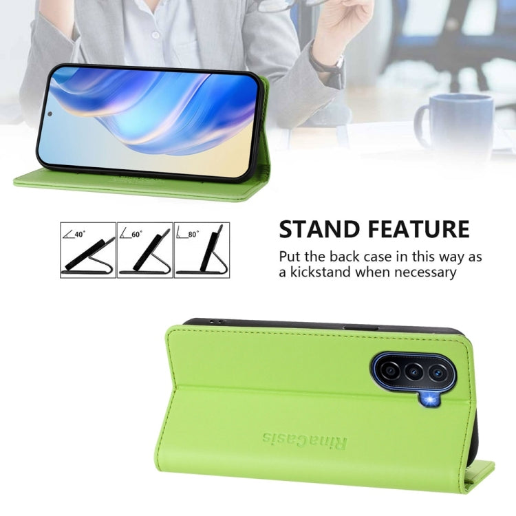 Funda de Cuero Huawei Enjoy 50 Nova Y70 Plus Rc01 con Doble Pliegue y Succión Magnética (Verde Hierba)