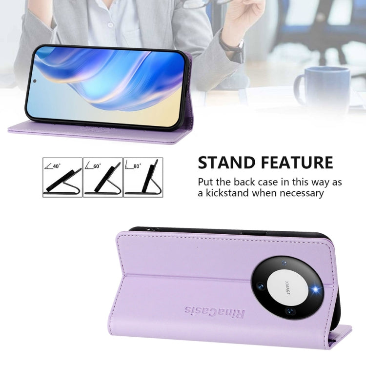 Funda de Cuero con Doble Pliegue y Succión Magnética para Huawei Mate 60 Pro y Mate 60 Pro+ Rc01 (Morado Claro)