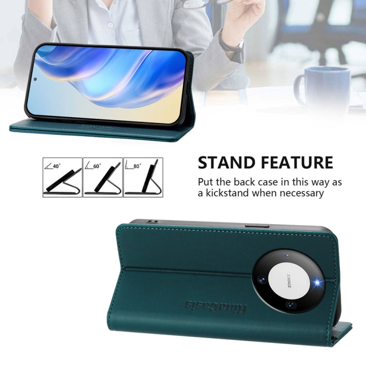 Funda de Cuero con Doble Pliegue y Succión Magnética para Huawei Mate 60 Pro/Mate 60 Pro+ Rc01 (Verde Oscuro)