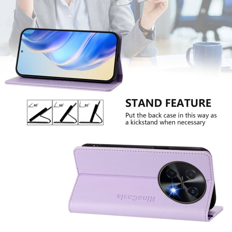 Funda de Cuero con Doble Pliegue y Succión Magnética para Huawei Nova 12I Global Rc01 (Morado Claro)