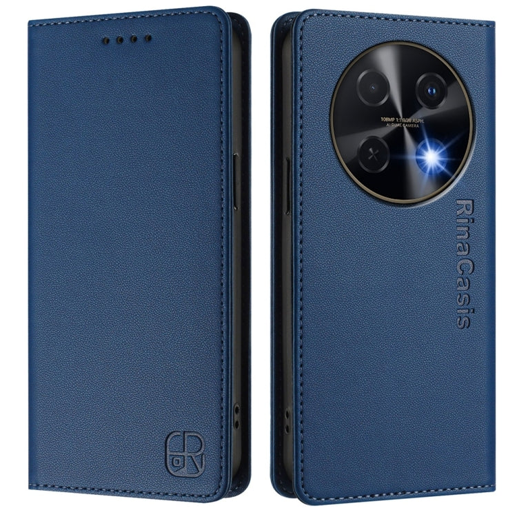 Funda de Cuero con Doble Pliegue y Succión Magnética para Huawei Nova 12I Global Rc01 (Azul Oscuro)