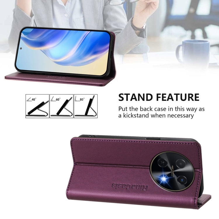 Funda de Cuero Huawei Nova 12I Rc01 con Doble Pliegue y Succión Magnética Rfid (Violeta)