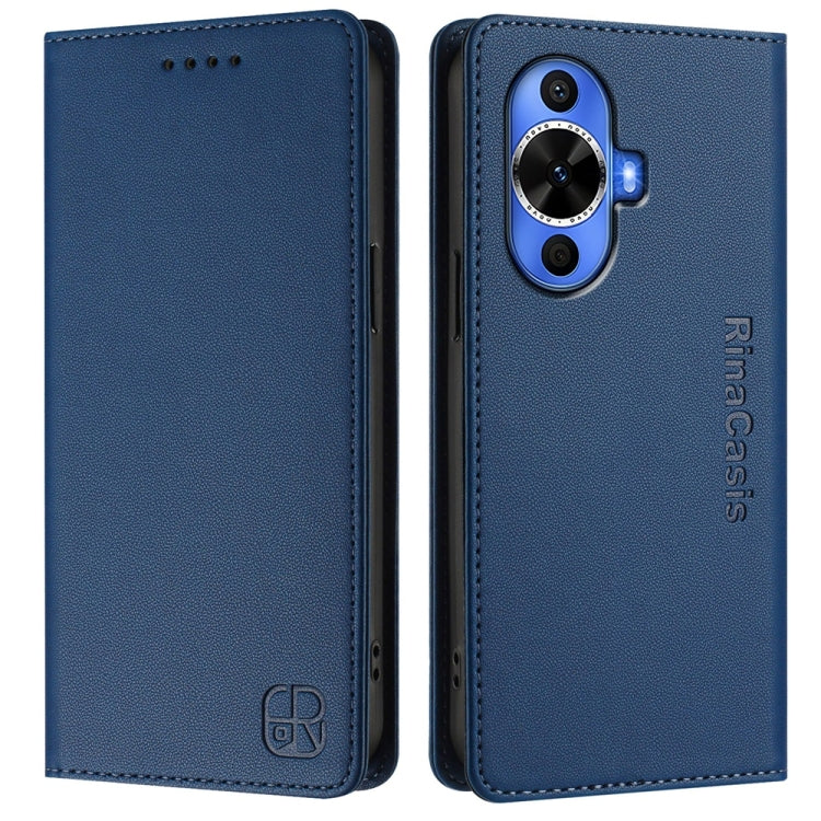 Funda de Cuero Huawei Nova 12S Global Rc01 con Doble Pliegue y Succión Magnética (Azul Oscuro)