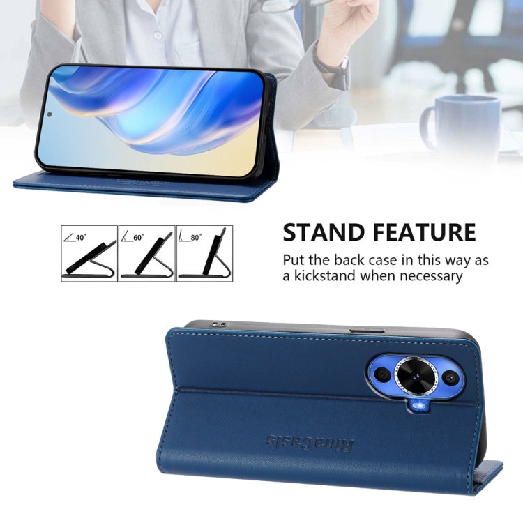 Funda de Cuero Huawei Nova 12S Global Rc01 con Doble Pliegue y Succión Magnética (Azul Oscuro)
