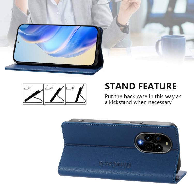 Funda de Cuero Huawei Nova 13 Pro Rc01 con Doble Pliegue y Succión Magnética (Azul Oscuro)