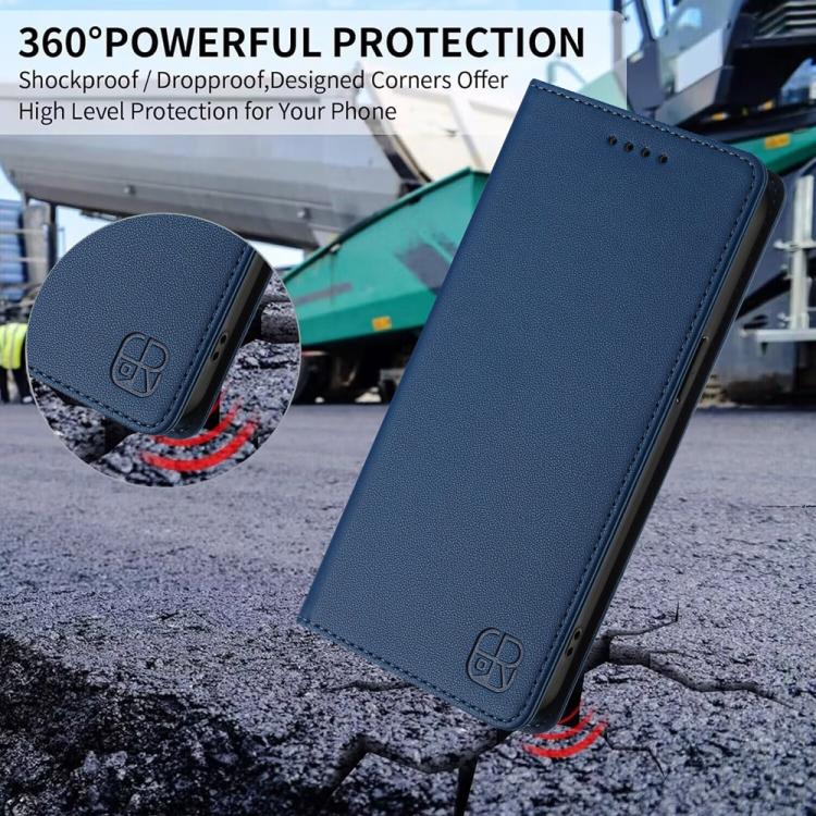 Funda de Cuero Huawei Nova 13 Pro Rc01 con Doble Pliegue y Succión Magnética (Azul Oscuro)