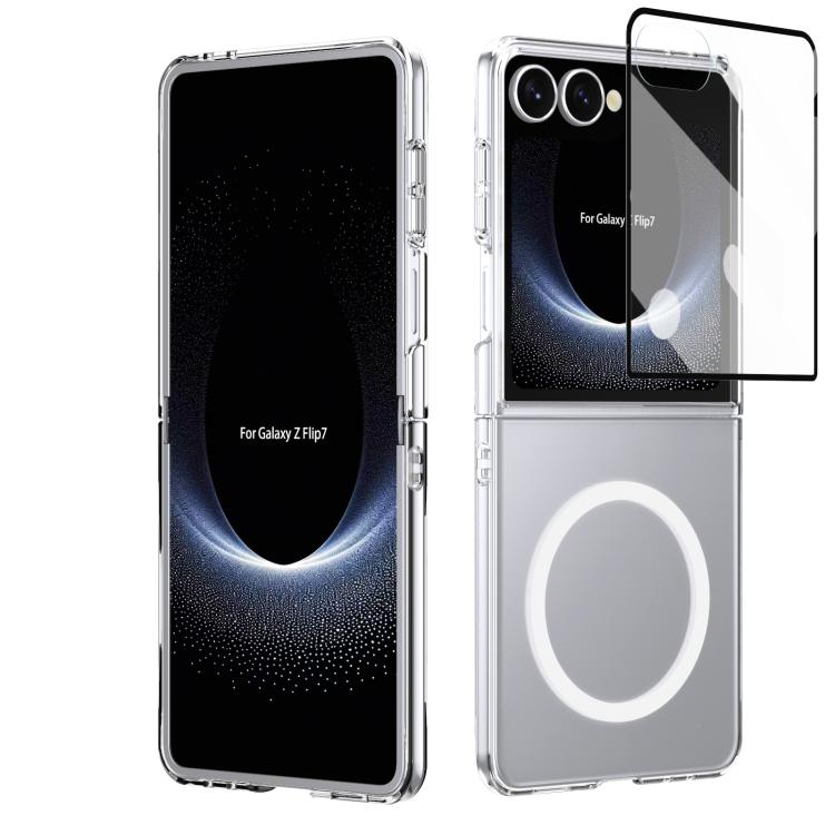 Funda de PC transparente con MagSafe integrado para Samsung Galaxy Z Flip7 5G (plateada)