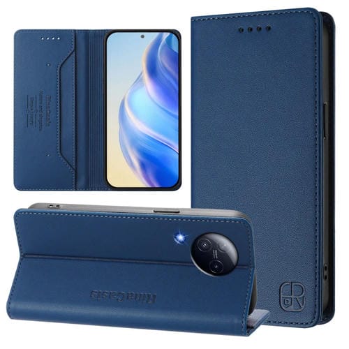 Funda de Cuero con Doble Pliegue y Succión Magnética Rfid para Xiaomi Civi 3 5G Rc01 (Azul Oscuro)