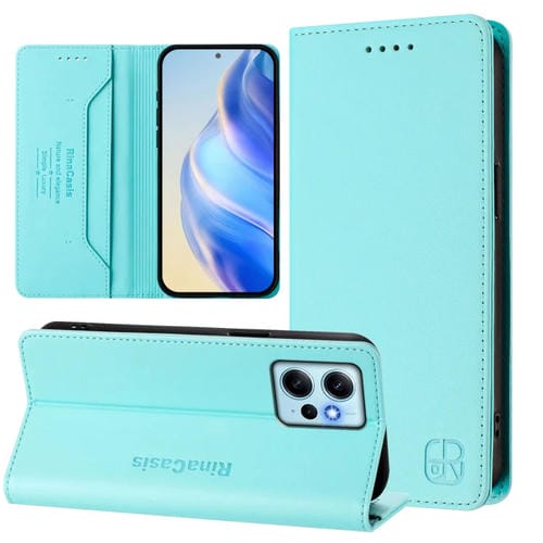 Funda de Cuero con Doble Pliegue y Succión Magnética para Redmi Note 12 4G Global Rc01 (Verde Menta)